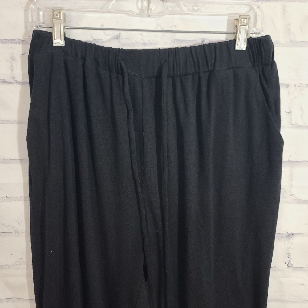 Black Polyester Viscose Drawstring Lounge Pants XL